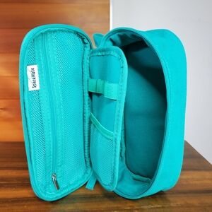 Spacemate 9x4x3" Pouch Turquoise Canvas Zip Around Travel Accessory Case Pockets